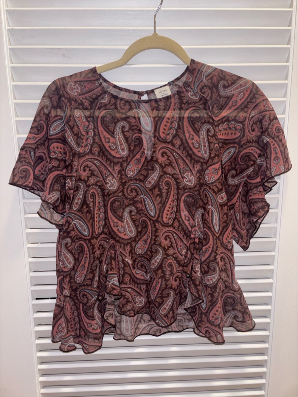 Aritzia Rose Paisley Ruffle Sleeve Blouse